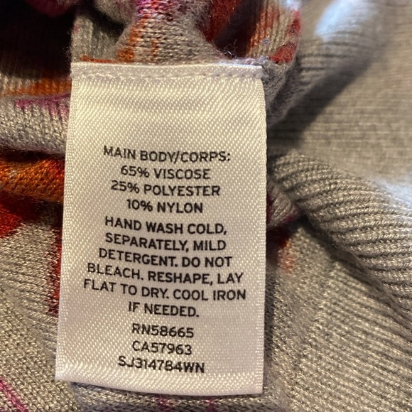 Sejour Batwing Oversized Slouchy Floral Sweater Gray Pink Size 2X - Picture 9 of 11